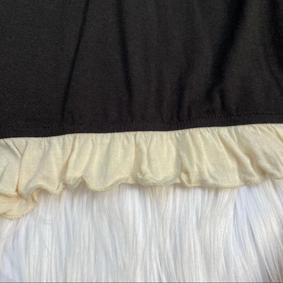 Anthropologie Bordeaux Black & Cream Ruffle Modal Sleep Romper - Picture 11 of 12